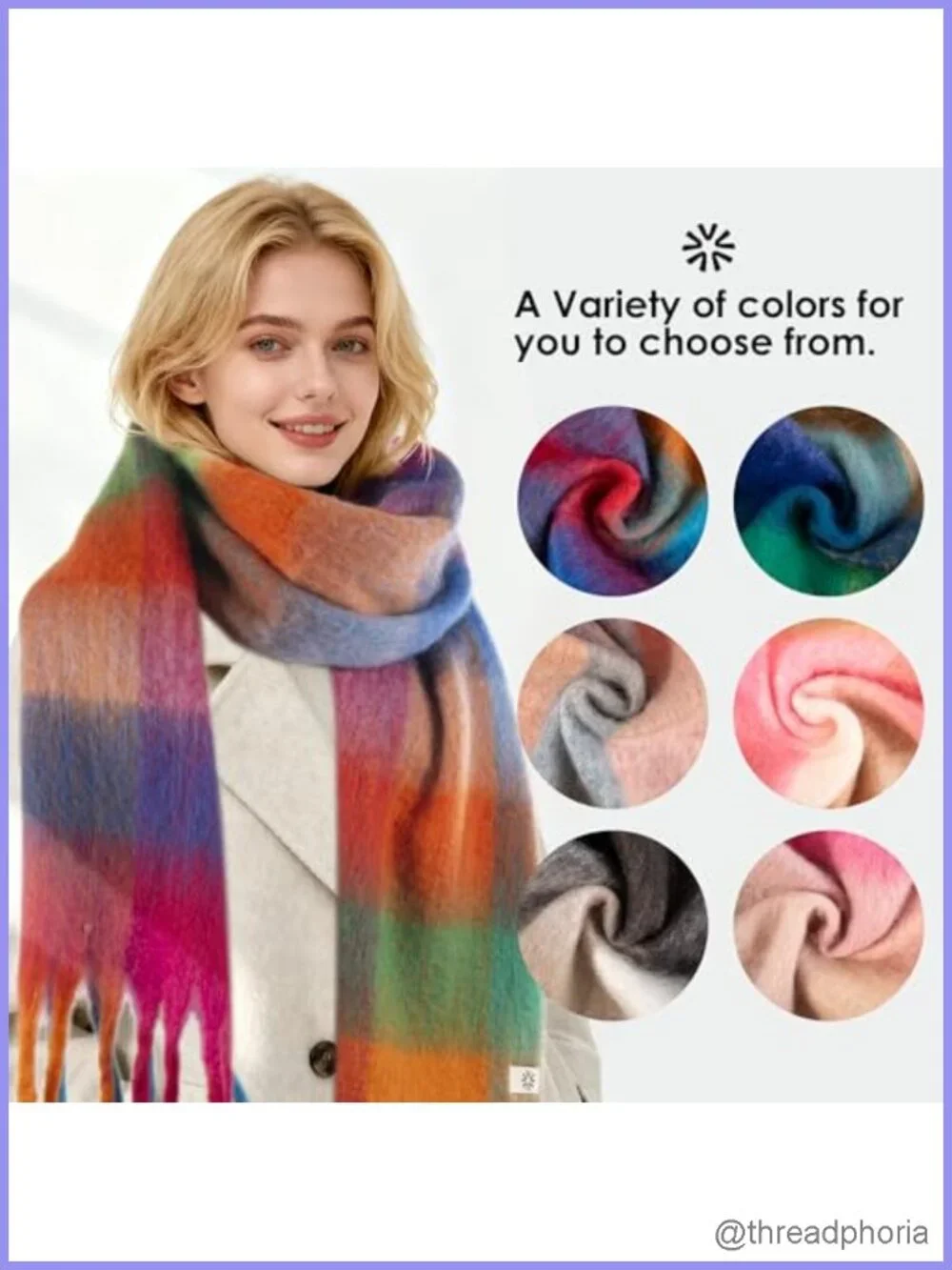 Womens Winter Scarf Cashmere Feel Tassel Plaid Long Shawl Large Scarves